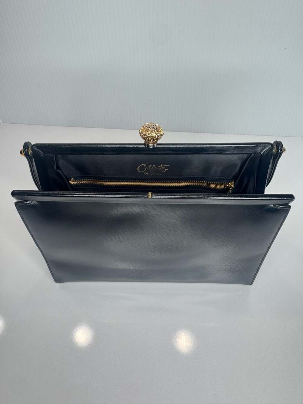 Vintage Coblentz Original Black Leather Designer Handbag with Jeweled Ornate Cla - Picture 9 of 9